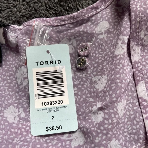 Torrid Purple & White Floral Tulip Back Slip Tank Top Size 2 - Picture 4 of 7